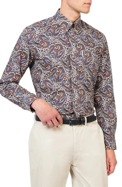 Ben Sherman Paisley Button-down Shirt In Fog