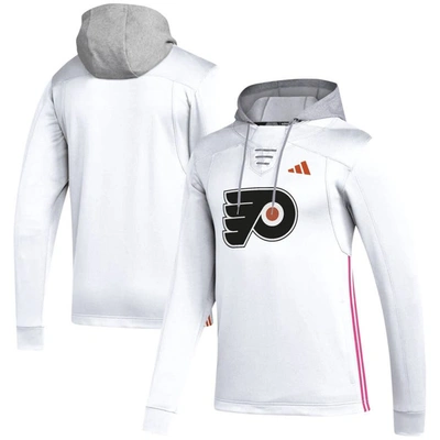 Adidas Originals Adidas White Philadelphia Flyers Refresh Skate Lace Aeroready Pullover Hoodie