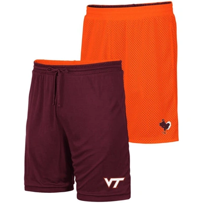 Colosseum Men's  Orange, Maroon Virginia Tech Hokies Wiggum Reversible Shorts In Orange,maroon