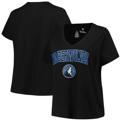 Profile Black Minnesota Timberwolves Plus Size Arch Over Logo V-neck T-shirt