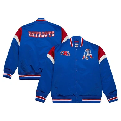 Mitchell & Ness Men's  Royal Distressed New England Patriots Big And Tall Satin Full-snap Jacket