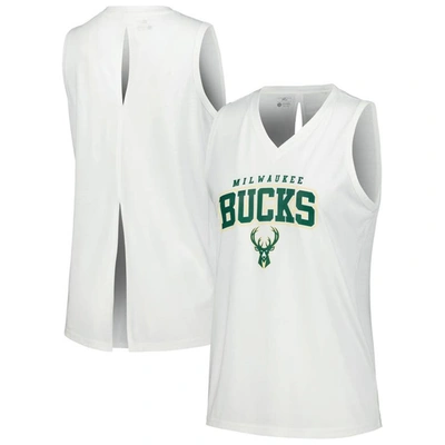 Levelwear White Milwaukee Bucks Paisley Peekaboo Tank Top