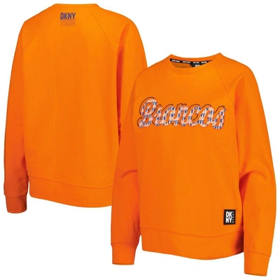 Dkny Sport Orange Denver Broncos Regina Pullover Sweatshirt