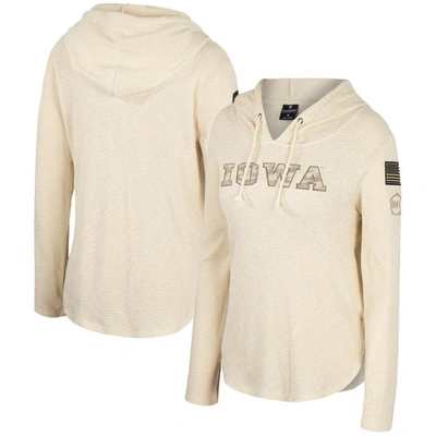 Colosseum Cream Iowa Hawkeyes Oht Military Appreciation Casey Raglan Long Sleeve Hoodie T-shirt