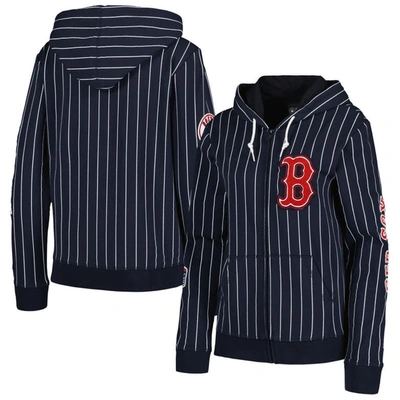 New Era Navy Boston Red Sox Pinstripe Tri-blend Full-zip Jacket