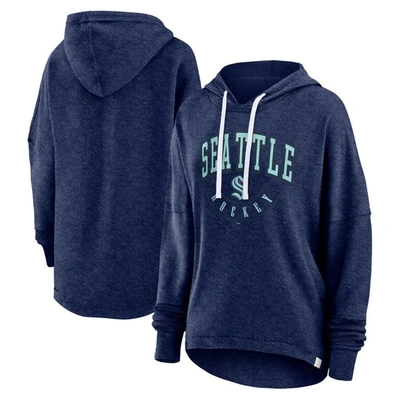 Fanatics Branded Heather Deep Sea Blue Seattle Kraken Lux Lounge Helmet Arch Pullover Hoodie