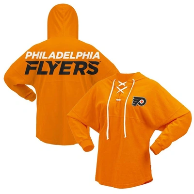 Fanatics Branded Orange Philadelphia Flyers Jersey Lace-up V-neck Long Sleeve Hoodie T-shirt