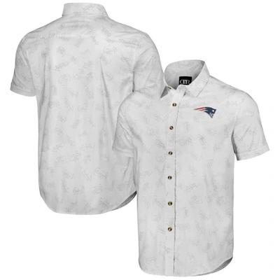 Nfl X Darius Rucker Collection By Fanatics White New England Patriots Woven Short Sleeve Button Up S