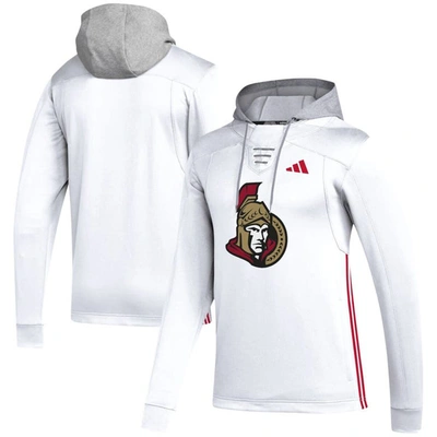 Adidas Originals Adidas White Ottawa Senators Refresh Skate Lace Aeroready Pullover Hoodie