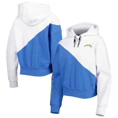 Dkny Sport White/powder Blue Los Angeles Chargers Bobbi Color Blocked Pullover Hoodie