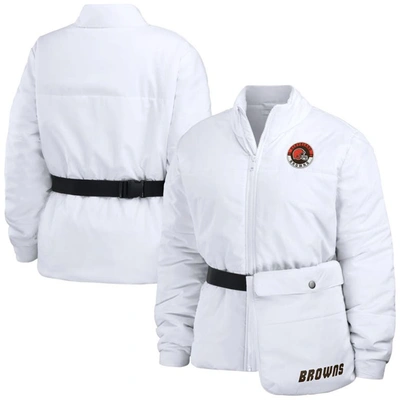 Wear By Erin Andrews White Cleveland Browns Packaway Full-zip Puffer Jacket