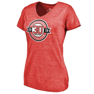 Fanatics Branded Martin Brodeur Red New Jersey Devils Hall Of Fame V-neck Tri-blend T-shirt