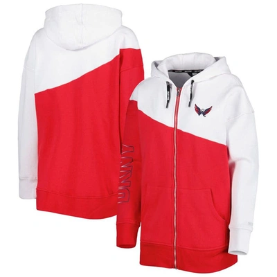 Dkny Sport Red/white Washington Capitals Gina Full-zip Hoodie
