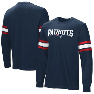 Nfl Navy New England Patriots Hands Off Long Sleeve Adaptive T-shirt