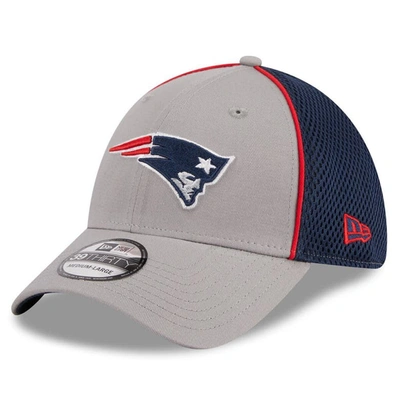 New Era Gray New England Patriots  Pipe 39thirty Flex Hat