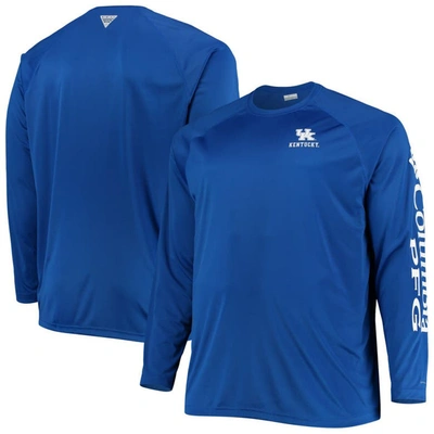 Columbia Royal Kentucky Wildcats Big & Tall Terminal Tackle Raglan Omni-shade Long Sleeve T-shirt