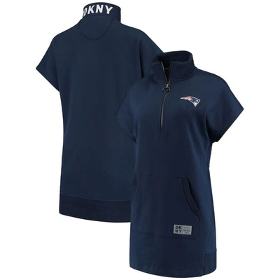 Dkny Sport Navy New England Patriots Naomi Quarter-zip Trainer Dress