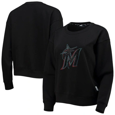 Dkny Sport Black Miami Marlins Carrie Pullover Sweatshirt