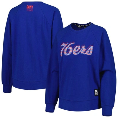 Dkny Sport Royal Philadelphia 76ers Regina Raglan Pullover Sweatshirt