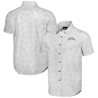 Nfl X Darius Rucker Collection By Fanatics White Los Angeles Chargers Woven Short Sleeve Button Up S