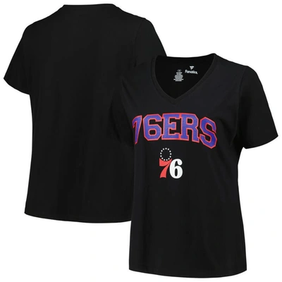 Profile Black Philadelphia 76ers Plus Size Arch Over Logo V-neck T-shirt