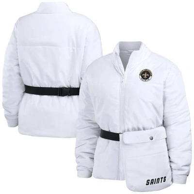 Wear By Erin Andrews White New Orleans Saints Packaway Full-zip Puffer Jacket