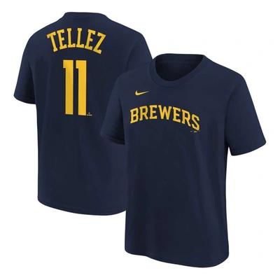 Nike Kids' Big Boys  Rowdy Tellez Navy Milwaukee Brewers Player Name And Number T-shirt