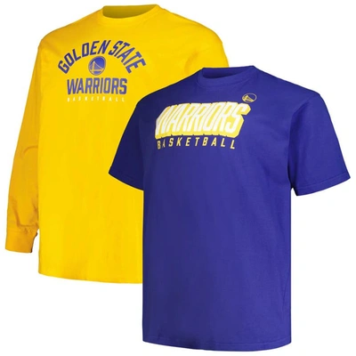 Fanatics Branded Royal/gold Golden State Warriors Big & Tall Short Sleeve & Long Sleeve T-shirt Set