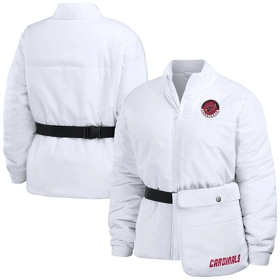 Wear By Erin Andrews White Arizona Cardinals Packaway Full-zip Puffer Jacket