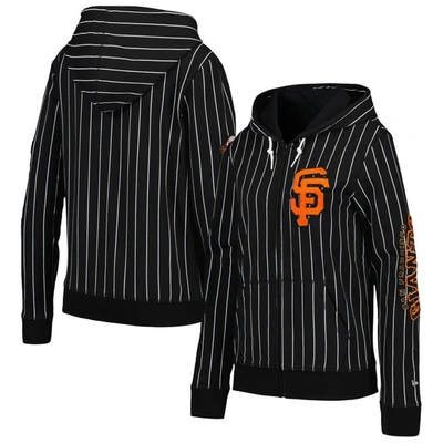 New Era Black San Francisco Giants Pinstripe Tri-blend Full-zip Jacket