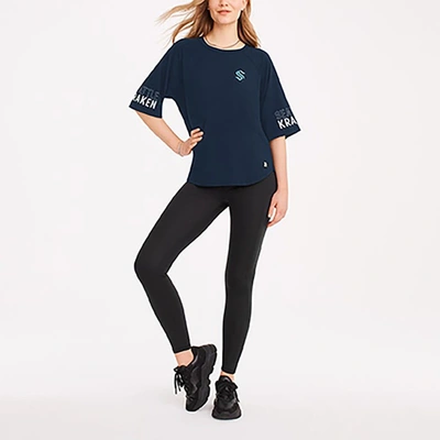 Dkny Sport Navy Seattle Kraken Diana Tri-blend Oversized T-shirt