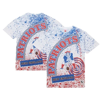 Mitchell & Ness White New England Patriots Big & Tall Allover Print T-shirt