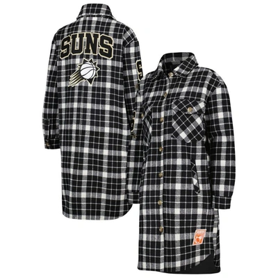 Pro Standard White/black Phoenix Suns Prep Plaid Button-up Shacket