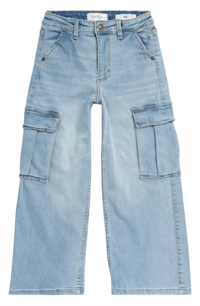 Jessica Simpson Kids' Wide Leg Cargo Jeans In Med Wash