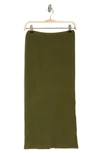 Nsr Ribbed Midi Skirt In Olive Green