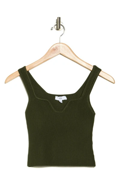 Nsr Ribbed Crop Tank Top In Olive Green