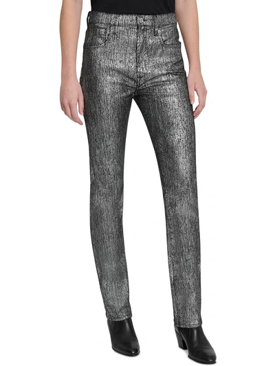7 For All Mankind East Womens Metallic High Rise Slim Jeans In Multi