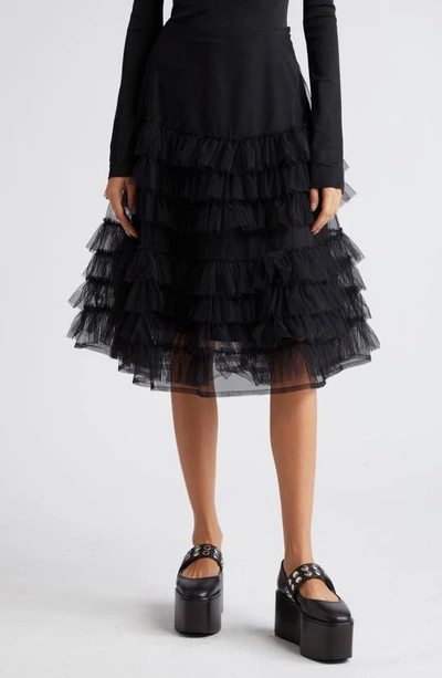 Molly Goddard Iris Tiered Tulle Skirt In Black