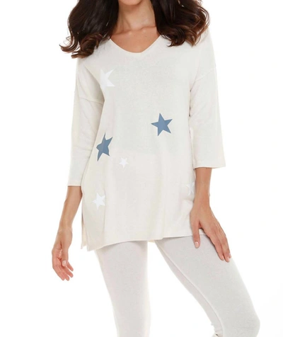 French Kyss Natasha Kashmira 3/4 Sleeve V-neck Pullover In Beige