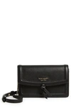 Kate Spade Knott Pebbled Leather Flap Crossbody Bag In Black
