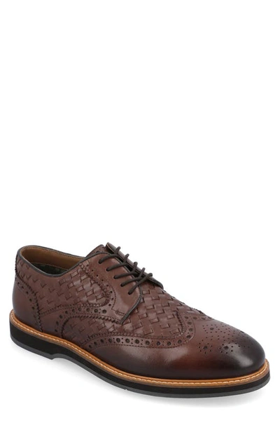 Thomas & Vine Woven Wingtip Derby In Brown