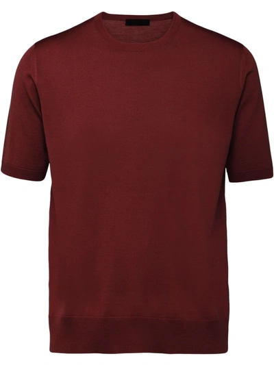 Prada Crew Neck Knitted Top In Red