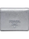 Prada Portemonnaie Mit Logo-schild In Grey