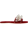 Miu Miu Pearl-embellished Sandals - Red