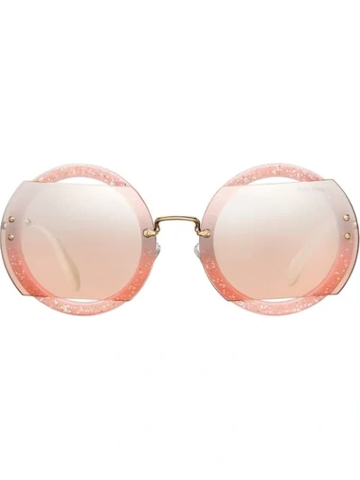 Miu Miu Reveal Glitter Sunglasses In Pink