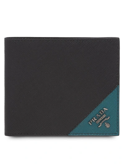 Prada Logo Plaque Wallet - Black