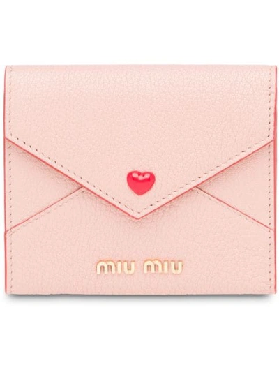 Miu Miu Madras Love Envelope Card Holder In Pink
