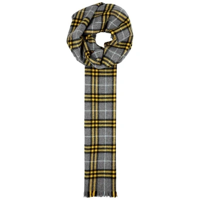 Burberry Grey Checked Cashmere Scarf