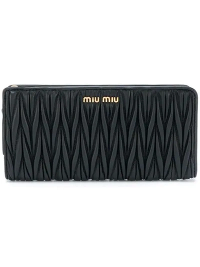 Miu Miu Black Small Matelassé Leather Wallet