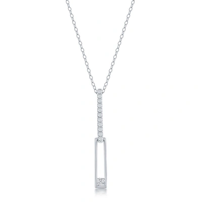 Simona Sterling Silver Asymmetric Paperclip Cz Necklace In Metallic